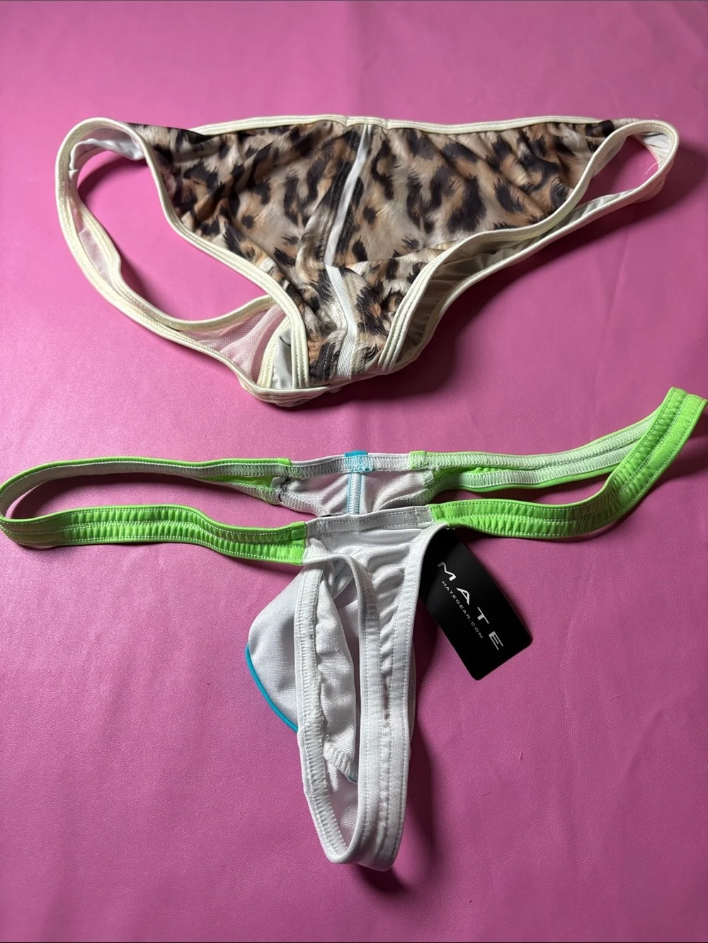 Be Yourself Mesh Thong Set - White, Beige & Lime